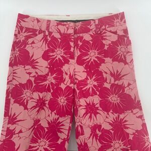VTG Express Floral Pink Cropped Trousers Casual Funky Bright Summer Pants Sz‎ S